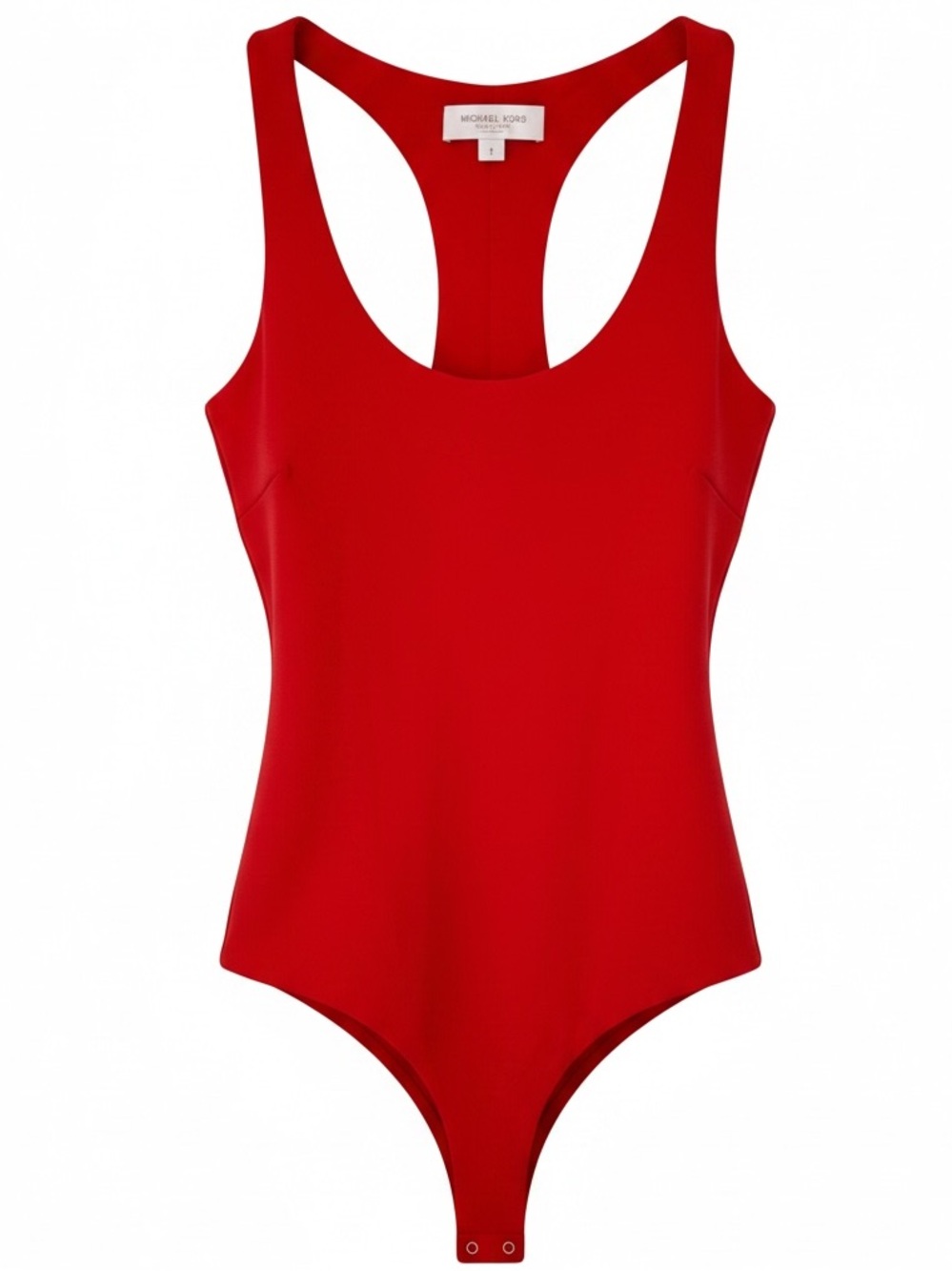 Michael Kors Collection Stretch Matte Jersey Racerback Bodysuit Italy Poppy 6 - Picture 2 of 10